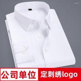 Men's Dress Shirts Long Sleeved Work Clothes School Uniforms Logos Business White One