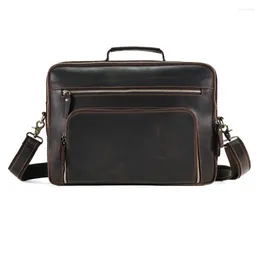 Briefcases Big Briefcase Men's Genuine Leather Office Bags For Man Messenger Bag 15.6 Inch Laptop Business Male Real Cow Handbags