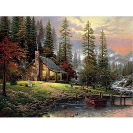 Craft Tools Landscape Nature Village 11CT Cross-Stitch DIY Embroidery Full Kit Craft Knitting Painting Handiwork Christmas Gift For Adults 230721