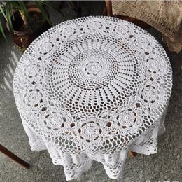 Lovely hand crochet tablecloths nice crochet table topper round table cover WHITE for home wedding decorative af017304U