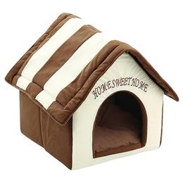 Portable Indoor Pet Bed Dog House Soft Warm and Comfortable Cat Dog Sweet Room Kennel Cat House Mats Sofa for Wy1116239n