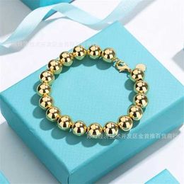 Original brand TFF classic 12MM silver bead round bracelet couple temperament With logo