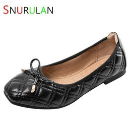 Dress Shoes Black Ballet Flats Shoes Women Spring Quilted PU Leather Slip on Ballerina Luxury Round Toe Ladies Dress Shoes Zapatos De Mujer L230721