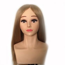 22 220g 240g 100% Human Hair Hairdressing Competition Level Training Practise Head Mannequin Manikin Head #27295n