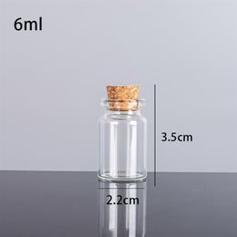 6ML 22X35X12 5MM Small Mini Clear Glass bottles Jars with Cork Stoppers Message Weddings Wish Jewelry Party Favors262a