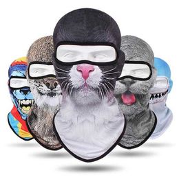 Cycling Full Face Mask 3D CS Caps Motorcycle Scarf Head Sunscreen Animal Hiking Fishing Bike Funny Grimace Mask Breathable Summer cooling hat hoods