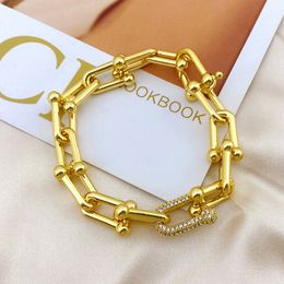 bracelet designer bangle womens gold bracelet Jewellery Bracelets for women TopQuality Luxury geometry u type chain gold bangle bracelets designr jewellery charm