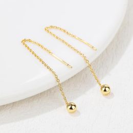 Dangle Earrings Fashion Round Ball Long Chain Jewellery Trendy For Women 14K Gold Plated
