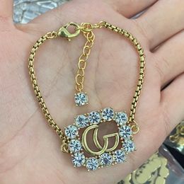 Micro Inlays Crystal Letter Bracelet Brass Luxury Women Chain Bangles Copper Material Girls Bracelets Designer Jewelry Gifts Gifts CGUB3 - -004