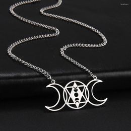 Pendant Necklaces My Shape Triple Goddess Moon R Eclipse Men Women Stainless Steel Moonphases Vintage Wiccan Jewelry Male