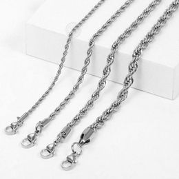 Link Bracelets Rope For Women Men Twisted Chain Stainless Steel Gold Silver Colour Fashion Jewellery Wholesale 2 3 4 5 Mm LKBB13A