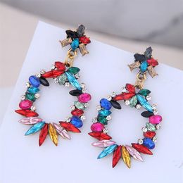 Dangle & Chandelier 2021 Bohemian Drop Earrings For Women Geometric Colourful Crystal Rhine Stone Earring Fashion Jewellery Accessor2365