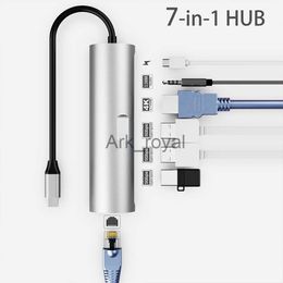 Expansion Boards Accessories 7 in 1 Type C HUB USB 30 HDMI 4K 30Hz Audio Slot Reader Data USBC PD 100W Charging Docking Station Adapter for Macbook J0721