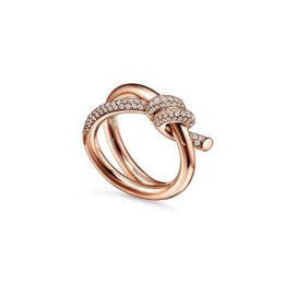 Bandringe 4 Farbe Designer Ring Damen Seilknoten Luxus mit Diamanten Mode für Frauen Klassischer Schmuck 18 Karat vergoldet Rose Drop De DHPBX