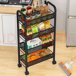 New Store New store wholesale 3-5 layers of stainless steel heat resistant baking paint kitchen shelves floor to ceiling multi-layer microwave rack wheel storage