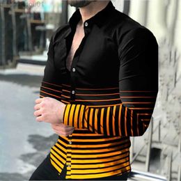 Men's Casual Shirts Men Button Down Long Sleeve Gold Print Shirt Slim Fit Muscle T Dress Shirts Tops Clothing Club Cardigan Blouses L230721