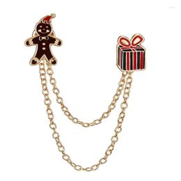 Brooches 1pc Christmas Chain Brooch Gingerbread Man Candy Cane Wreath Decor For Party Dress Up Clothing Accessories