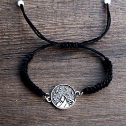 Link Bracelets SanLan 1pcs Mountains Braid Bracelet Under The Moon Adventure Nature Gifts For Him