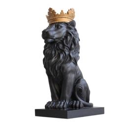 Black crown lion statue handicraft decorations christmas decorations for home sculpture escultura home decoration accessories T200267U