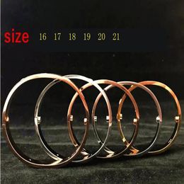 Fashion Jewellery Screw Bangles 316L Titanium Steel with cz stone Gold Silver Rose gold bracelets for women men gift Size 16-21228O