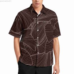 Men's Casual Shirts Ginkgo Biloba Print Vacation Shirt Leaves Art Hawaiian Casual Shirts Man Trending Blouses Short Sleeves Graphic Tops Plus Size L230721
