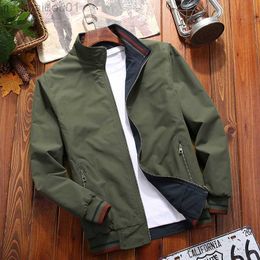 Men's Jackets Quality Double Side Bomber Solid Casual Jacket Men Spring Army Military Jacket Black Men Coats Winter Male Outerwear Autumn L230721