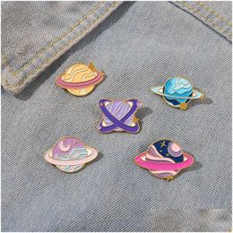 Pins Brooches Planet Galaxy Enamel Cute Cartoon Pins Star Moon Metal Badges Bag Clothes Pin Up Jewellery Gift For Space Lovers Drop De Dhoe8