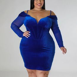 Plus size Dresses 4XL 5XL Plus Size Dresses for Women Bodycon Full Sleeve Solid V Neck Knee Length Oversied Elegant Evening Night Party Club Dress 230720