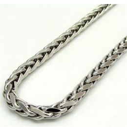 16-30 4mm 14k White Gold Franco Wheat Italy Spider Chain Necklace Mens248U