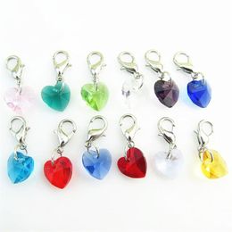 whole Whole 12 month crystal Birthstone Charm floating dangle charm for DIY silver Lobster Clasp pendant 120pcs lot276r