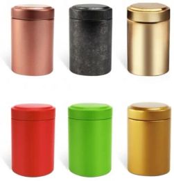 wholesale 100pcs Mini Tea Canister, tin Tea caddy, tea container small round storage jar free shipping LL