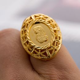 Wando Dubai Gold Colour Rings For Man Women King ring Vintage Big Ladies middle East Rings Wedding Party