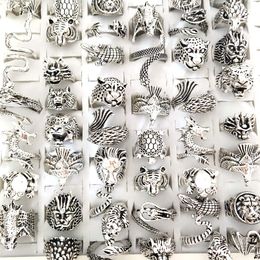 30pcs Multi-styles Mix Hiphop Rock Animal Ring Men Retro Metal Snake Dragon Rings Women Unique Jewellery