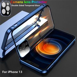 Designer bag 360° Full Magnet Adsorption Metal Case For iPhone 15 14 13 12 11 mini Pro Max Plus Double Sided Glass Camera Lens Protection Covers
