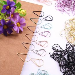 1000 pcs Metal Material Drop Shape Paper Clips Gold Silver Colour Funny Kawaii Bookmark Office Shool Stationery Marking Clips260v