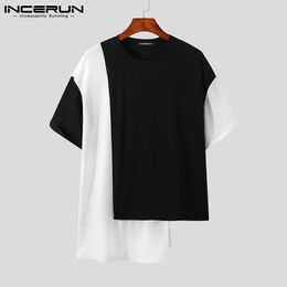 Men's TShirts INCERUN Summer Men Patchwork T Shirt O Neck Streetwear Short Sleeve Fashion Casual Tee Tops Korean Leisure Camisetas S3XL 230720