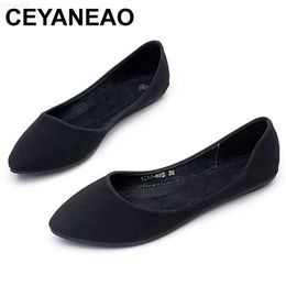 Dress Shoes CEYANEAO 2023 autumn classic frosted flat shoes fashion flat with women's shoes shallow mouth pointed large size 35-41E976 L230721