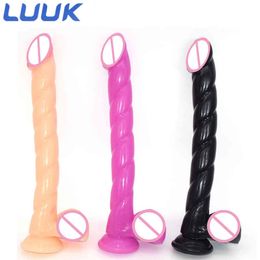 LUUK Long 31cm Dildo Suction Cup Dick Stimulate Massage Vaginal Masturbation Woman Realistic Penis Q0508233v