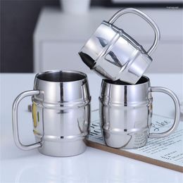 Hip Flasks Double Wall Stainless Steel Beer Mug Portable Coffee Tea Cups Travel Tumbler Office Use Water Cup With Handle Drinkware