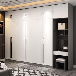 Móveis Madeira maciça guarda-roupa casa quarto moderno minimalista montagem simples sala de aluguel combinação armário multifuncional grande314N