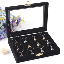 High Quality Jewelry Storage Box Necklace Pendants Case Ring Earring Holder Jewelry Accessories Showcase With Glass Cover238K