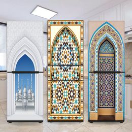 Wall Stickers Selfadhesive Muslim Style Refrigerator Cabinet Double Door Refurbishment Removable Decorative 230720