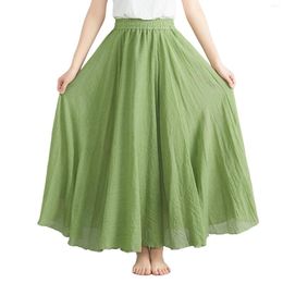 Skirts For Women Trendy Summer Skirt Retro Loose Boho Split Beach Solid Colour Dress Elegant A-Line Flowing Long