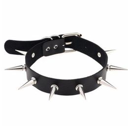 Black Spike choker belt collar women pu leather goth choker necklace for women party club chocker Sexy gothic jewelry198b