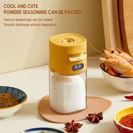 Storage Bottles Jars 180ml Transparent Glass Metering Salt Jar Dustproof Moisture-Proof Seasoning Bottle For Curry Powder Cumin 230720