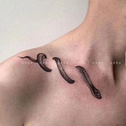 Goth Snake Tattoo for Men Women Sexy Tattoo Sticker Temporary Tattoos Waterproof Lasting Tattoo Clavicle Black Viper Fake Tattoo