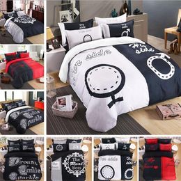 4 pcs Bedding Set for Couple Lover His Side & Her Couple Home textiles Soft Duvet Cover with Pillowcases271P