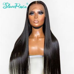 360 Lace Frontal Human Hair Wigs For Black Women Brazilian 150% Straight Remy Hair Wig Pre Plucked With Bleached Knot Slove Rosa2515