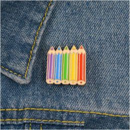 Pins Brooches Five Pencils Enamel Lapel Pin Colorf Ding Writing Brooch Badge Artist Jewellery Express You Want Showing Talent Drop Del Dhl7W