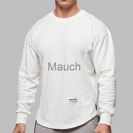 Men's T-Shirts Men Long Sleeve Shirts Solid Cotton T Shirt Curved Hem Mens Autumn Shirt for Men Workout Streetwear J230721